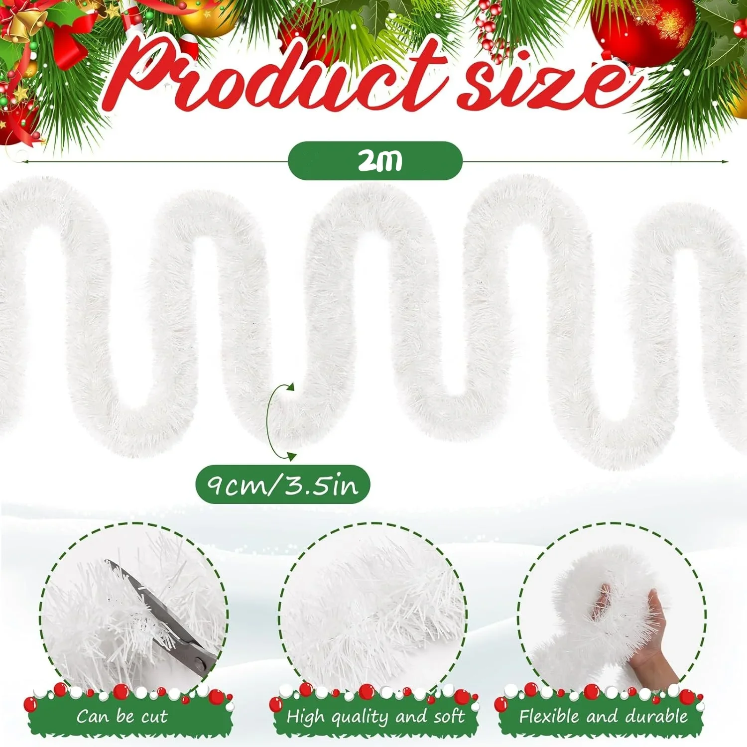 Tinsel Garland Decoration - 1PC 2m Christmas Tinsel Ribbons Garland