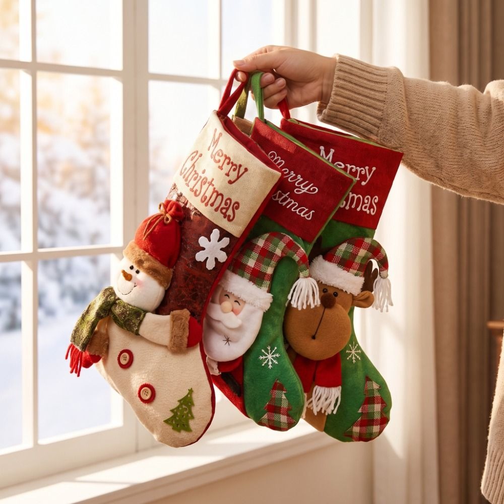 Christmas Stocking Hanging - Large Capacity Christmas Stockings Elk Santa