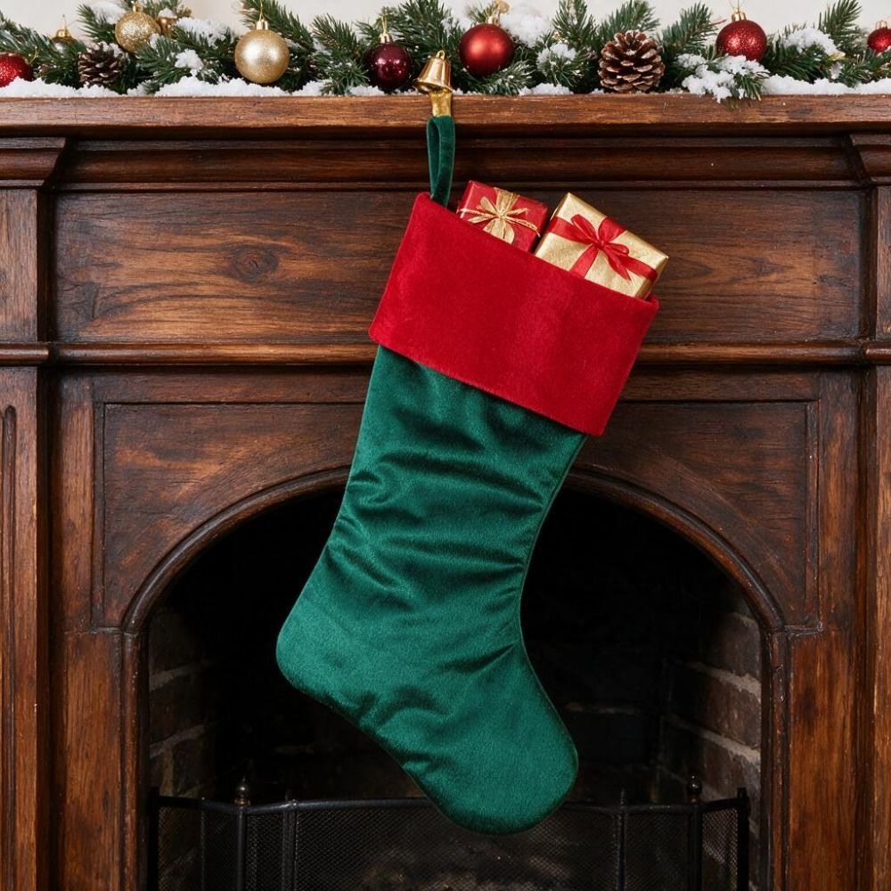 Red Green Velvet Christmas Sto - Christmas Stocking Hanging recension och pris