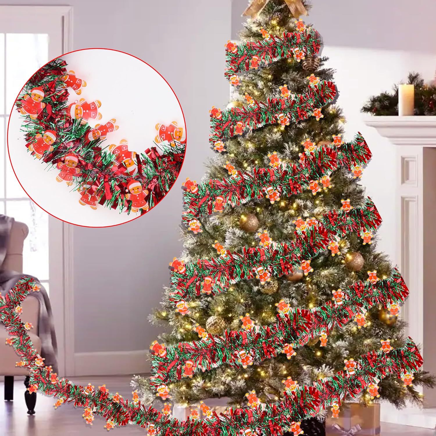 2 Pcs Winter Holiday Snowman M - Tinsel Garland Decoration recension och pris