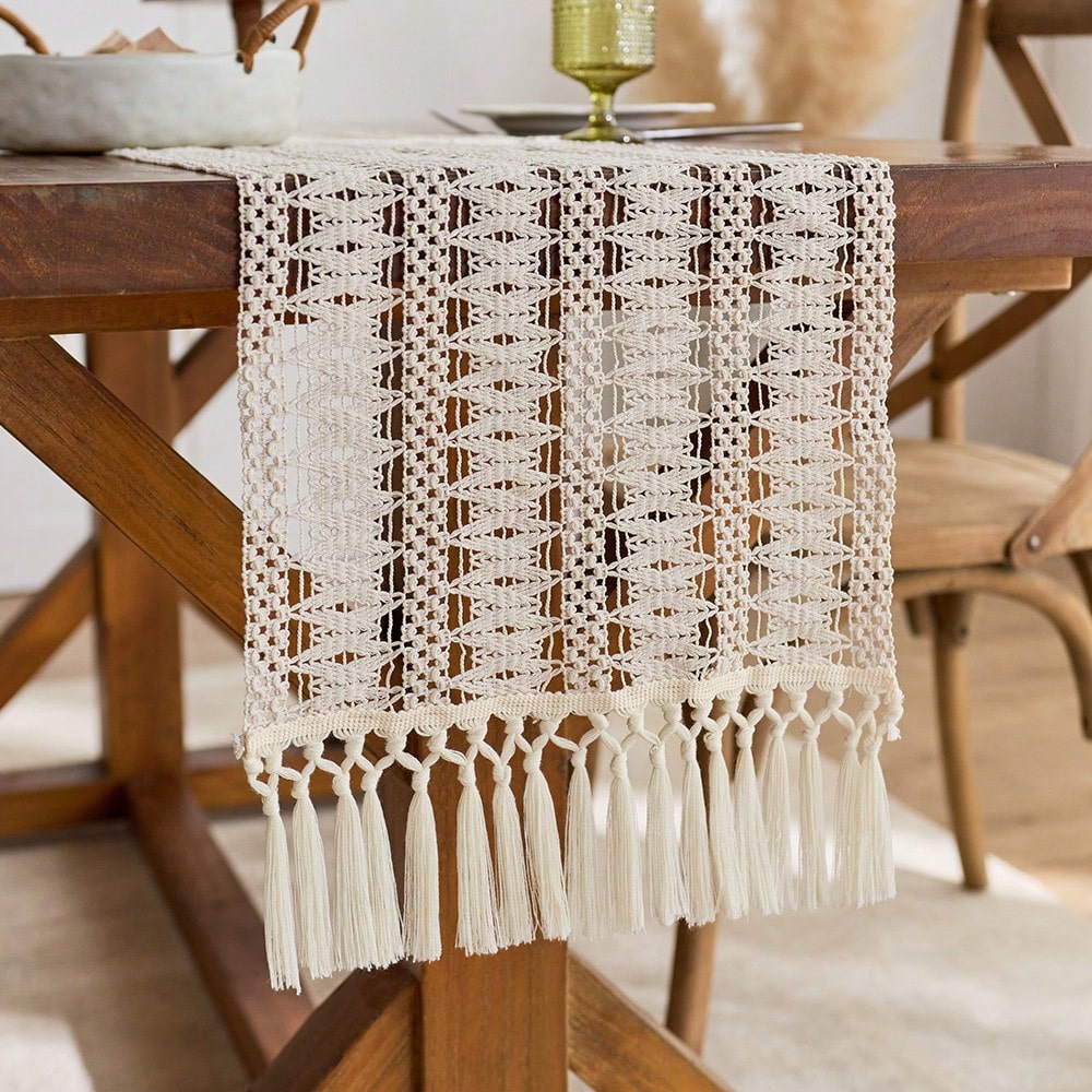 1PC Beige Boho Farmhouse-Style - Christmas Table Runner recension och pris