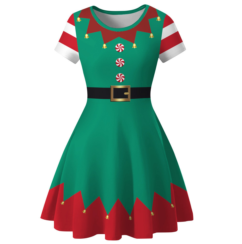 Kids Girls Christmas Party Fan - Elf Costume Christmas recension och pris