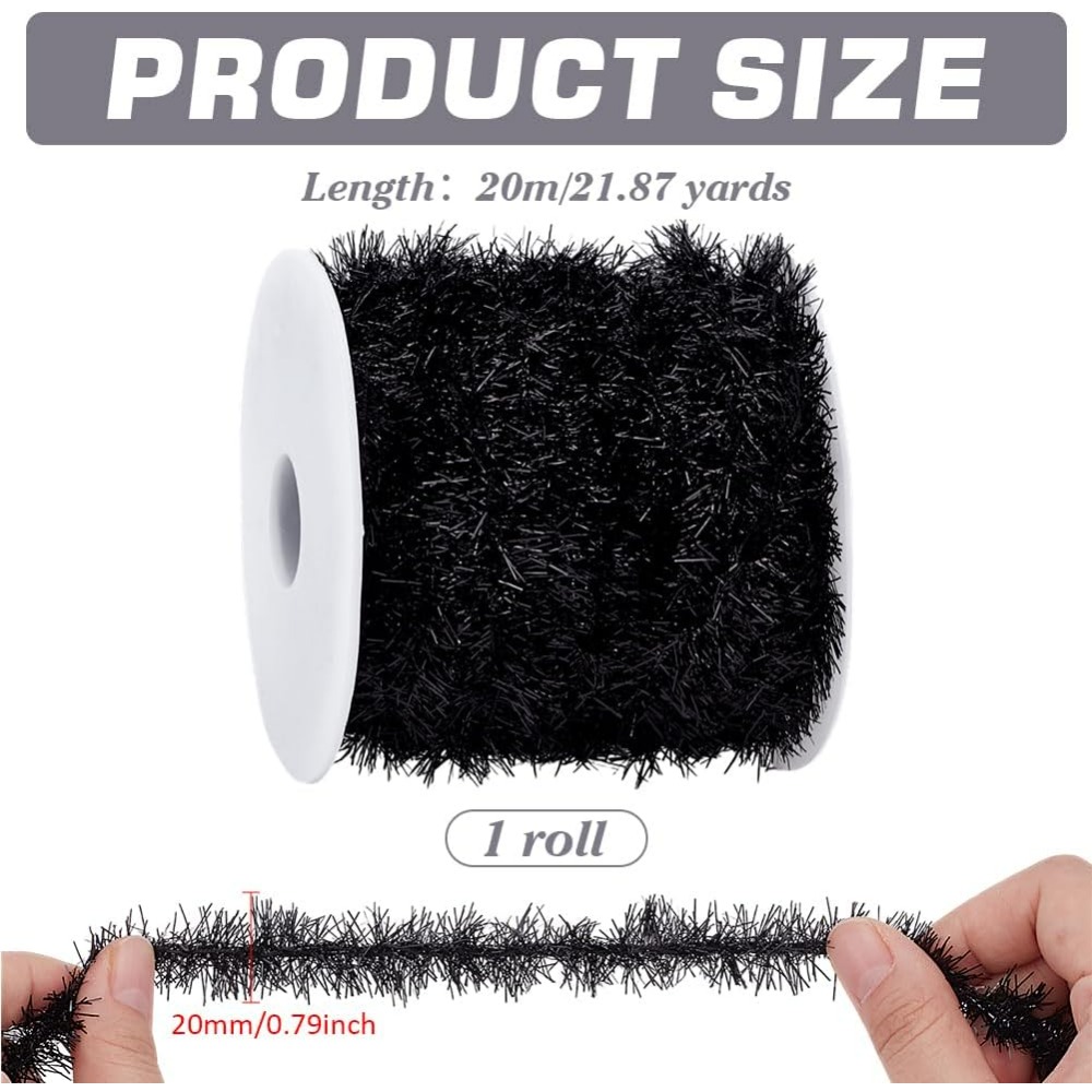 21.8 Yards Black Garland Thin  - Tinsel Garland Decoration recension och pris