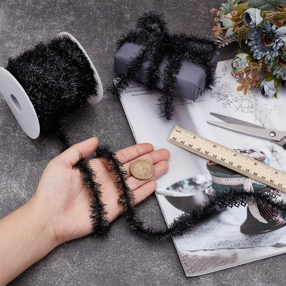 21.8 Yards Black Garland Thin  - Tinsel Garland Decoration recension och pris