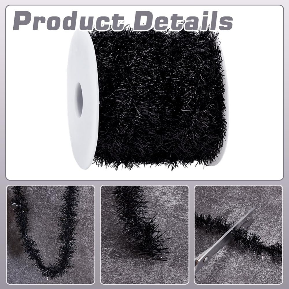 21.8 Yards Black Garland Thin  - Tinsel Garland Decoration recension och pris