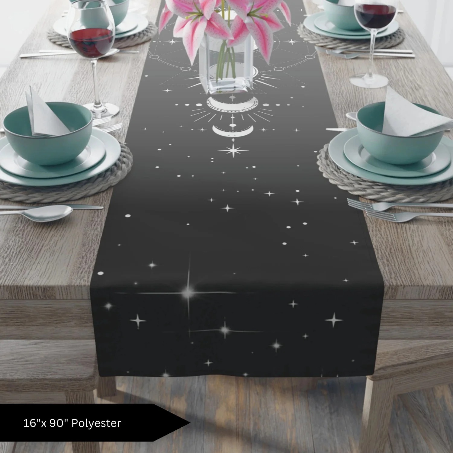 Celestial Sun Moon Star Printe - Christmas Table Runner recension och pris