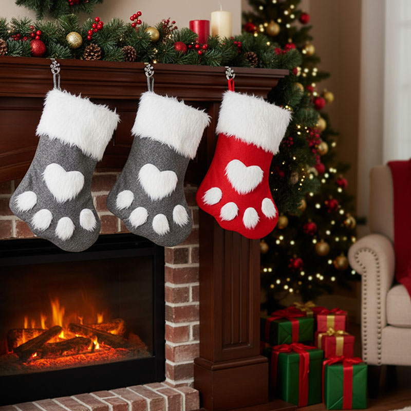 1-10PCS Christmas Pet Paw Stoc - Christmas Stocking Hanging recension och pris