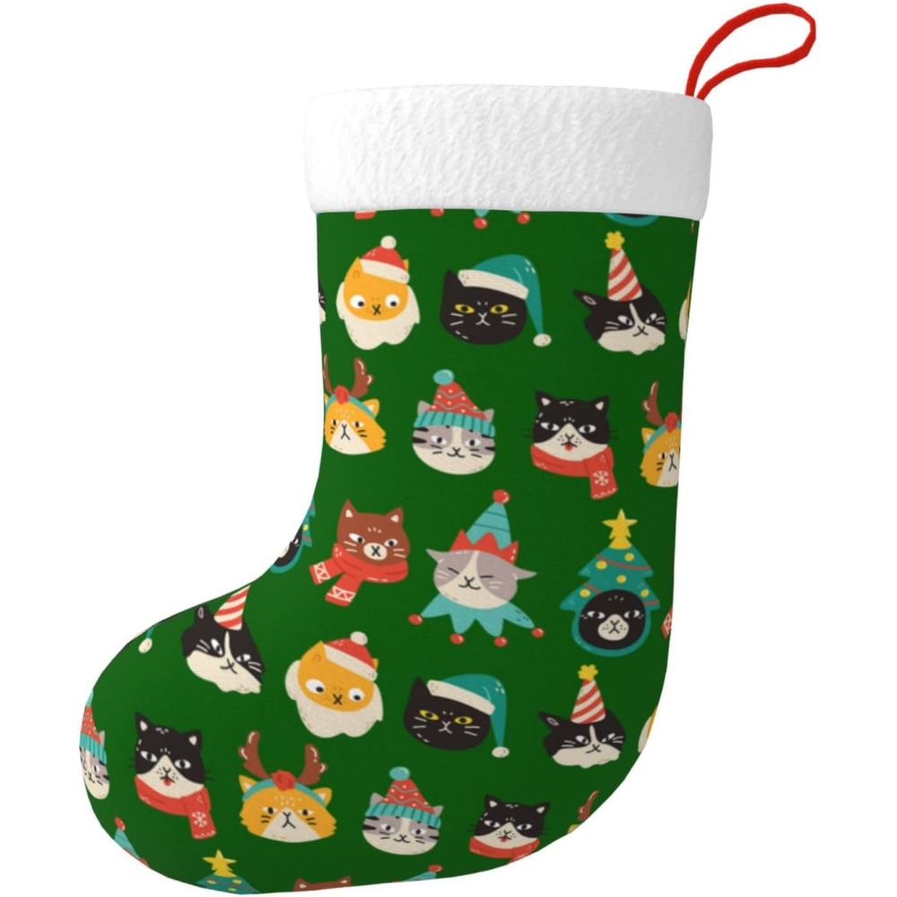 Cute Cats Green Christmas Stoc - Christmas Stocking Hanging recension och pris