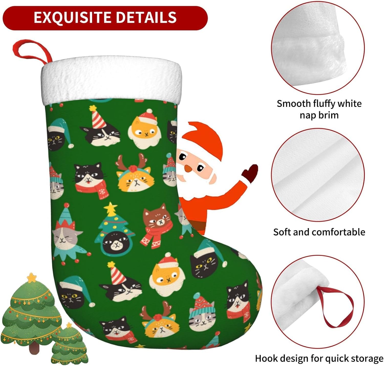 Cute Cats Green Christmas Stoc - Christmas Stocking Hanging recension och pris